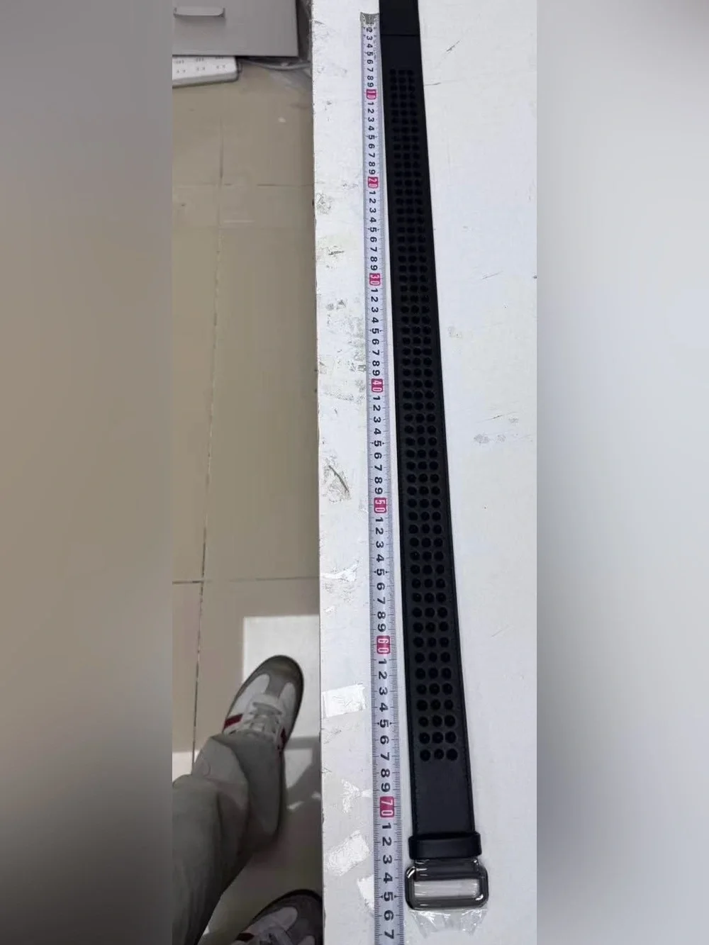 NEW-Christian Louboutin LOUBI Belt (Black Exterior with Red Lining) Calf Leather